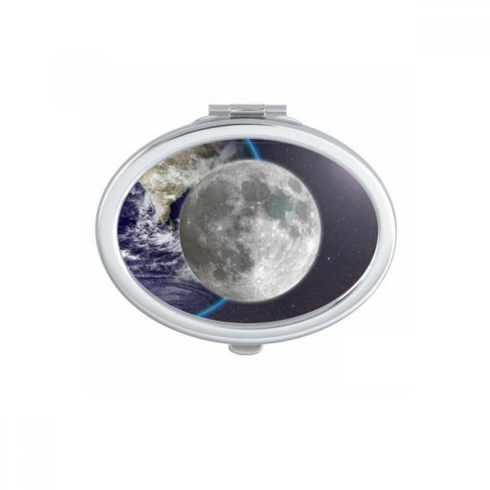 Miroir de main portable compact ovale petit miroir de poche bleu multicolore