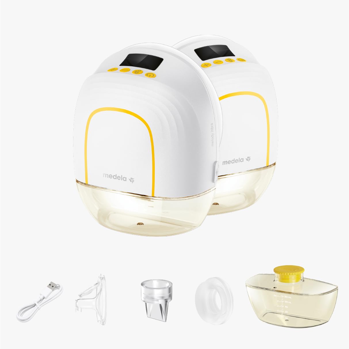 Medela Melody InBra Podwójny laktator do noszenia (2 x pojedyncze czółenka), bez użycia rąk, ultramiękki krój, łatwa pompka i przechowywanie, wszystko w jednym, potężna wydajność, 2 tryby i 9 poziomów