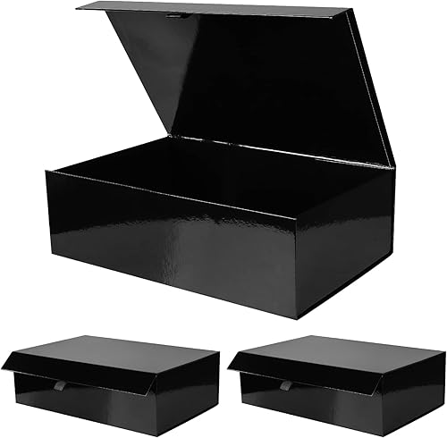 Vista 151 de Aimyoo Caja de regalo plegable marrón con tapas de cierre magnético de 13.8 x 9 x 4.3 pulgadas, cajas grandes de propuesta para dama de honor