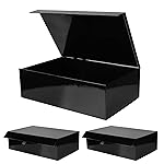 Aimyoo 3 Pack Black Collapsible Gift Box with Magnetic Closure Lids & Rope for Easy Opening 13.8x9x4.3, Bridesmaid Groomsman Proposal Boxes, Rectangle Storage Present Boxes