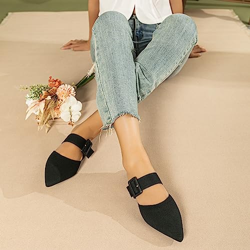 Image of Pointed Toe Mules for Women Flats,Slip On Mules Backless,Wide Width Mules,Mule Slides Flats Sandals