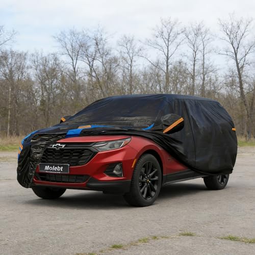 Image of Custom Fit Car Cover for Chevrolet Chevy Equinox (2005-2026), Upgraded Waterproof All Weather Outdoor Auto Cover with Driver Door Zipper & Mirror Pockets, UV /Snow /Dust Protection