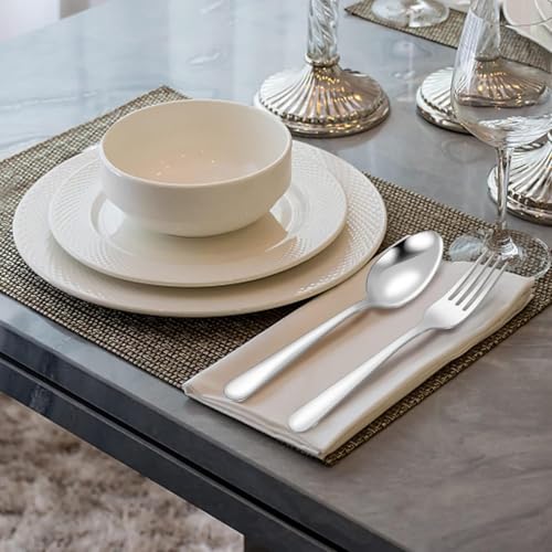 Image of Unokit 24-Piece Spoons and Forks Set Silverware Set - Forks and Spoons Food Grade Stainless Steel Silverware for Home, Kitchen and Restaurant, 12-Fork and 12-Spoon, Mirror Polished&Dishwasher Safe