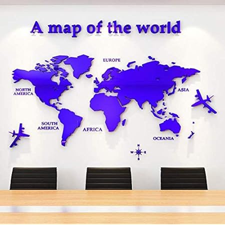 Amazon Co Jp Perriberry ウォールステッカー 世界地図 壁紙 飾り シンプル ホーム リビングルーム ベッドルーム 玄関 インテリア Diy ブルー ホーム キッチン