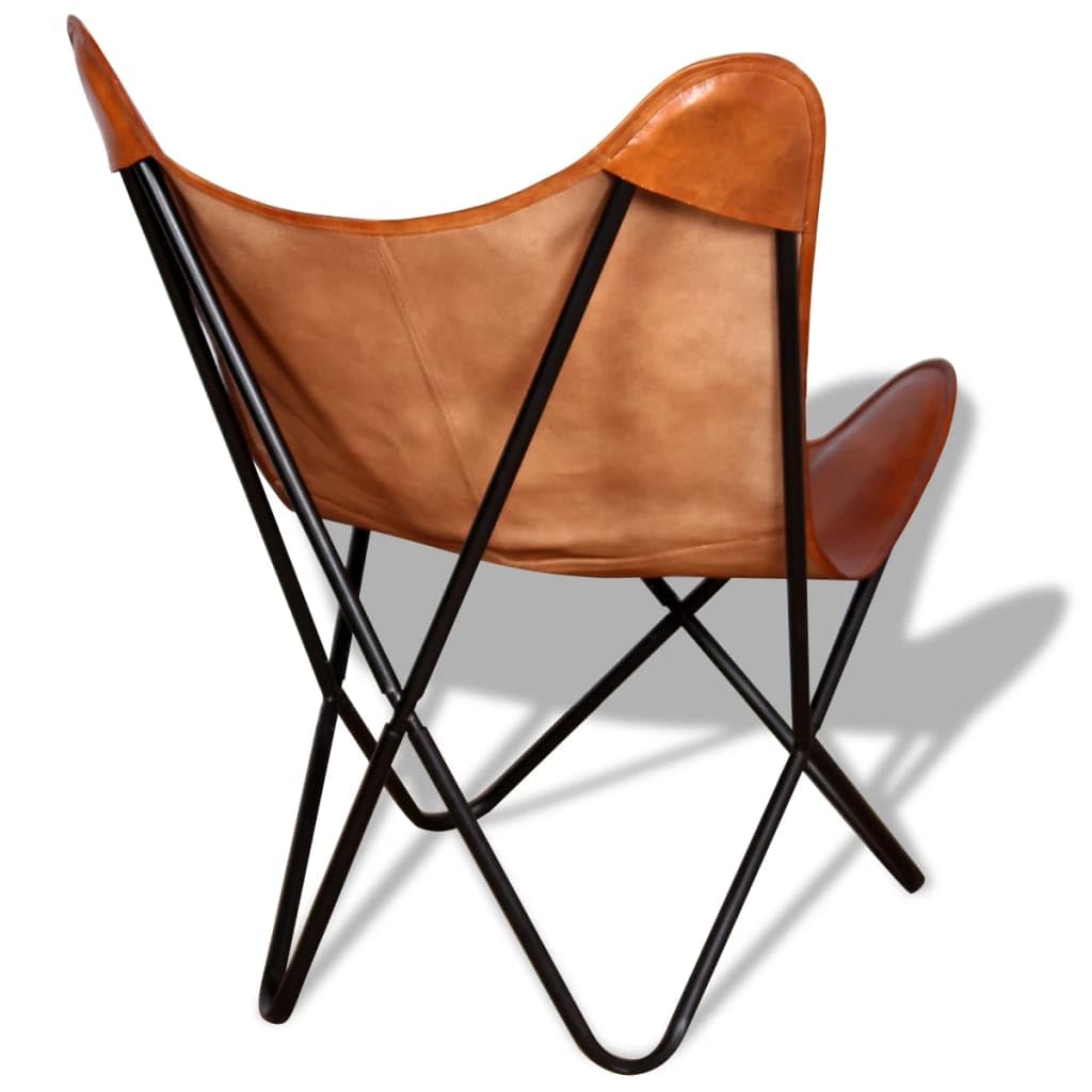Genérico Silla Butterfly de Cuero auténtico marrón,Sillones-243728