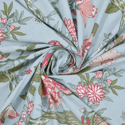 Image of ElanorHomes 240 TC Cotton Double King Size Bedsheet | Ultra-Soft & Skin-Safe | Breathable Summer Comfort | 90x108 inches with 2 Pillow Covers (Aqua Saga)