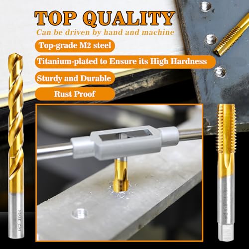 Image of 1 /2 inch-28 UNEF Tap and 15 /32 inch Drill Bit Kit, M2 HSS Drill and Tap Set, Combination of Drill and Tap Kit for Metal