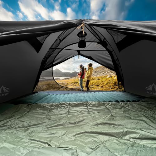 Image of Night Cat 2-Persons Backpacking Tent: Waterproof Lightweight Camping Tent for Two People Hiking Outdoor Mountain with Aluminum Poles and Rainfly Green