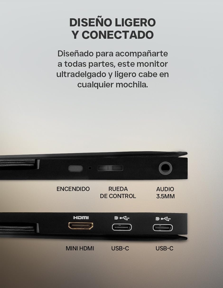 Qian Monitor Portátil IPS Full HD de 15,6" a 60Hz 1920 × 1080 con Soporte, Altavoces Duales, Segunda Pantalla Ultradelgada para Ordenador Portátil/PC/Mac/PS3/4/5/Xbox