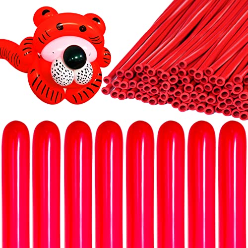 Image of 260 Red Long Balloons for Balloon Garland Thickening Skinny Latex Twisting Animals Modeling Christmas Birthday Wedding Party Festival Decorations 100pcs