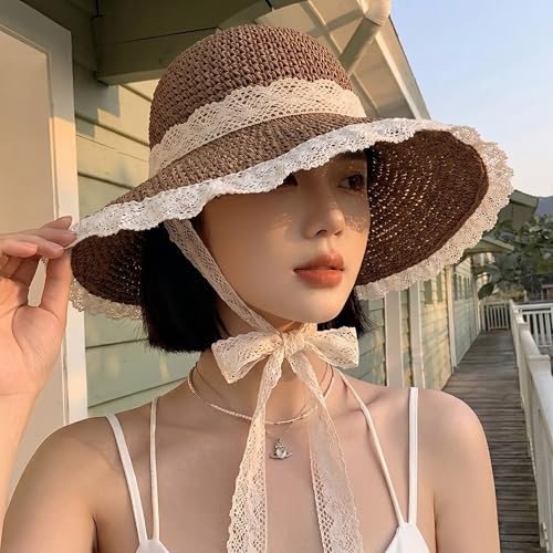 Image of Kraptick Headwear Hats - Lightweight Crocheted Straw Hat for Women, Foldable Summer Beach Hat with UV Protection & Stylish Travel Cap with Wide Brim