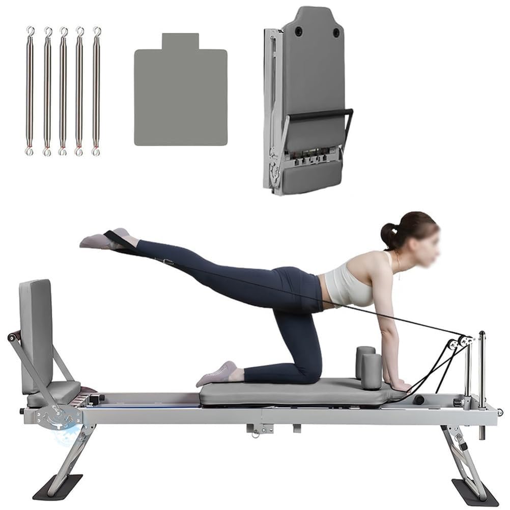 Składana przenośna maszyna do reformowania pilatesu do użytku domowego, wielofunkcyjny sprzęt treningowy na siłownię z taśmami oporowymi, kompaktowe reformatory treningowe fitness dla kobiet