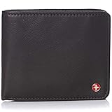 alpine swiss Cartera plegable con bolsillo para monedas máximo con protección RFID para hombres con sección de billete dividido Colección Camden Marrón napa suave