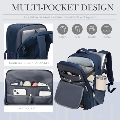 Image of Lossga Travel Backpack, Personal Item Bag 18x14x8 Inches, Frontier Airlines Travel Bag, Weekender Bags for Women and Men, Water Resistant Lightweight Carry on Flight Approved for Traveling Business