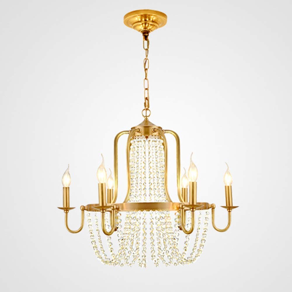 Candelabro de Cristal de Cobre Puro para Sala de Estar, Comedor, lámpara de Estudio, candelabro Moderno de Cobre y Cristal para Comedor Decoration