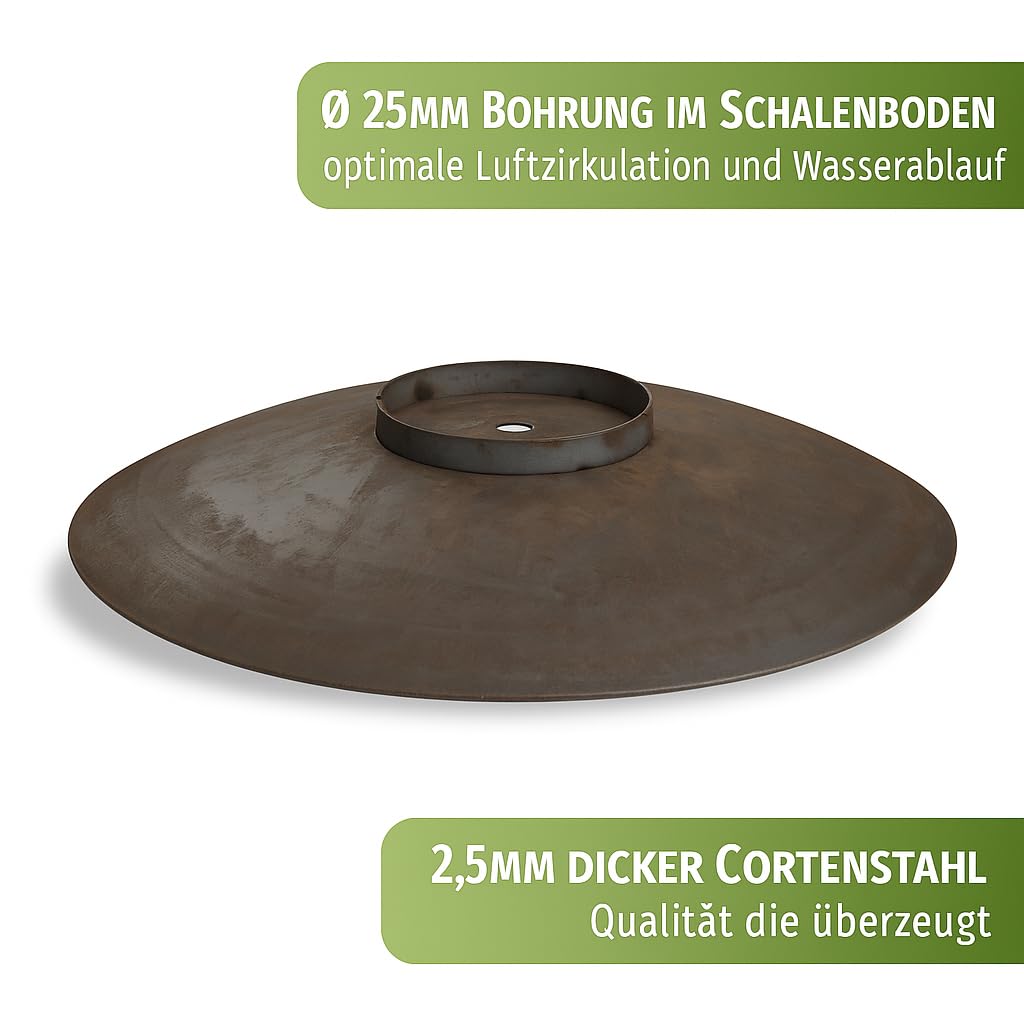 CLGarden Feuerschale 100 cm groß aus Cortenstahl 2,5 mm Feuerstelle rund Metall Feuer Schale für den Garten