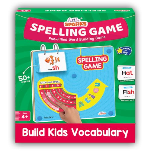 Image of Smartivity Spelling Game Learning Toy for Kids 4-8 Years Old I 50+ Picture Cards I Birthday Gift I Educational Word & Vocabulary Building Toy with Rotating Letter Wheels I Travel-Friendly