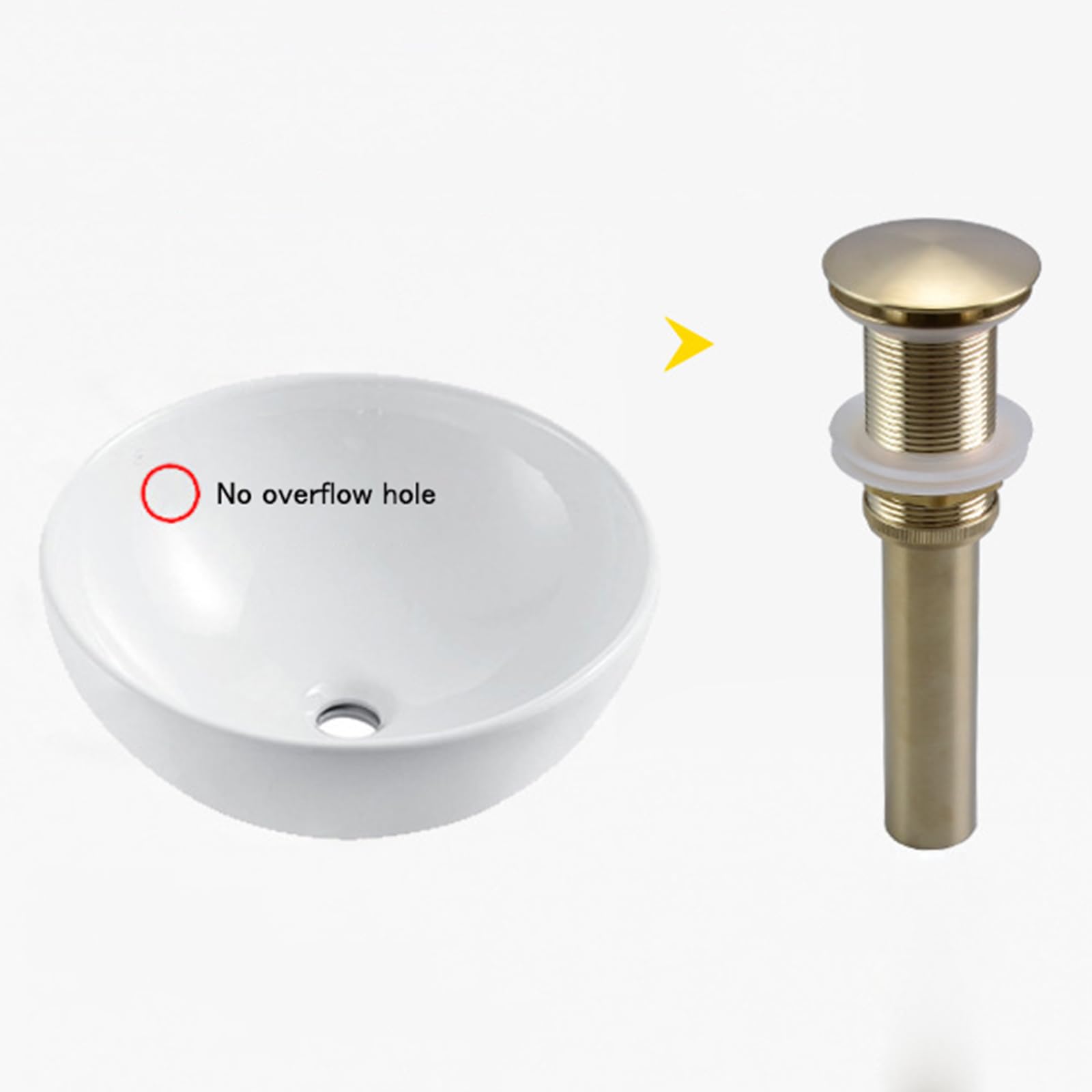 VáLvula Para Lavabo Clic Clac DesagüE Lavabo Universal Valvula Click Clack Lavabo Drenaje De Cobre Con Rebote Por Empuje,Oro Cepillado,Sin Agujero De Desbordamiento