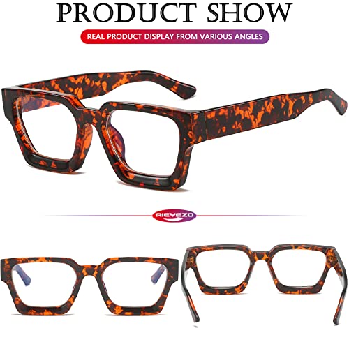 Image of AIEYEZO Square Thick Frame Glasses for Women Men Fashion Blue Light Glasses Trendy Chic Computer Eyeglasses