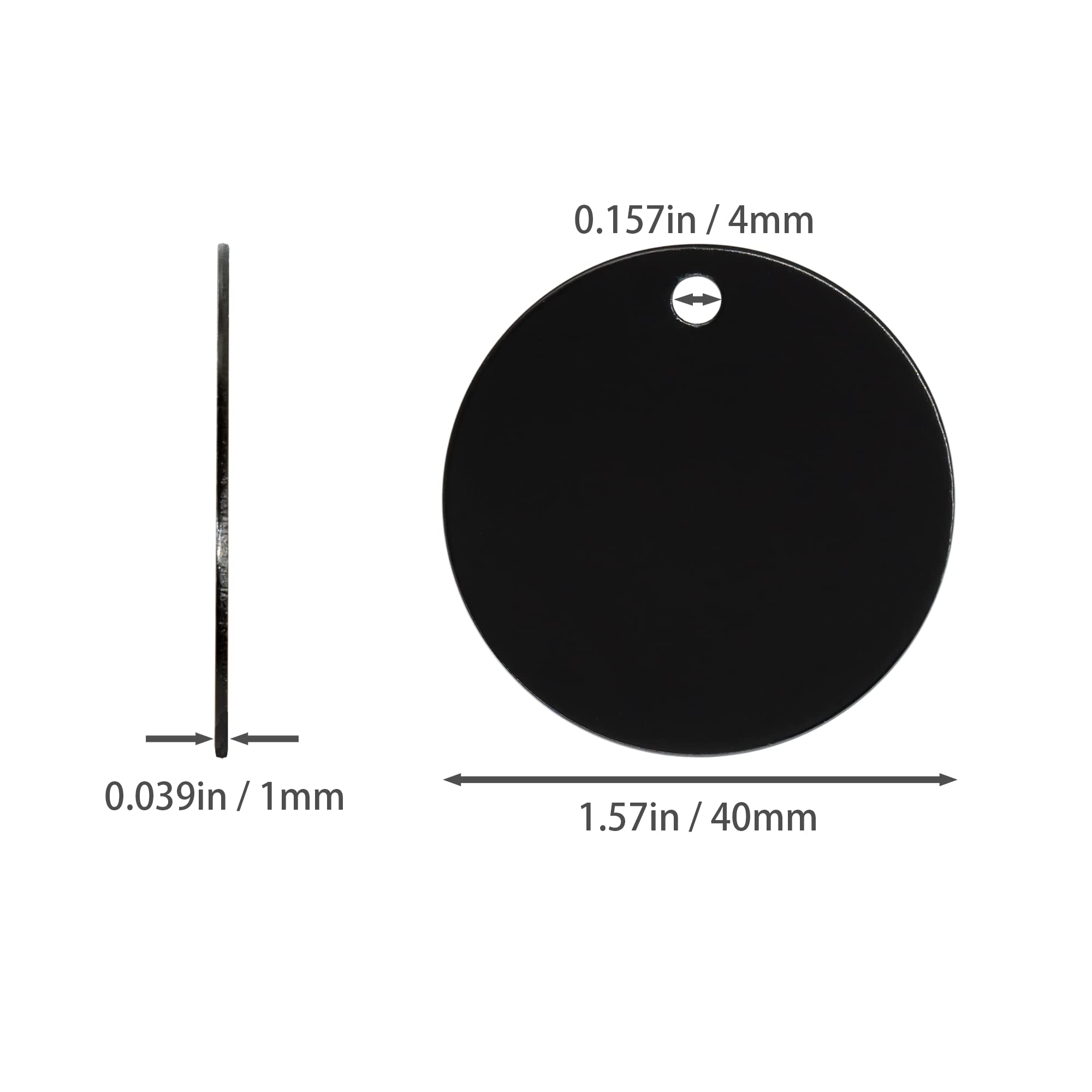 StayMax Round Aluminum Engraving Blanks Tags Stamping Blanks 25 Pack Diameter 1.57 Inch (Black)