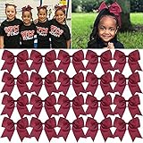 CEELGON 20 PCS 8" Large Cheer Bows Maroon Ponytail Holder Girls Elastic Hair Ties Hair Accessories f