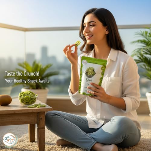 Image of FzyEzy Healthy Premium Freeze-Dried Kiwi Fruit Slices | Pantry Groceries Dehydrated Perfect for Healthy Snacking, Candy, Baking, Smoothie, Juice, Cake, Ice cream, Cereal | Promotes Good Digestive Health | Ideal Slices for Kids & Adults (Kiwi Slice | 20 gm)