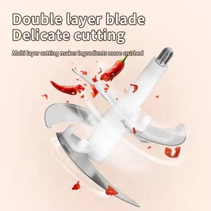 Image of 2L Electric Food & Meat Chopper with 4 Stainless Steel Blades, 2 Speed Modes, Powerful Motor for Multi-Function Food Processor Meat, Vegetables, Nuts & Daily Kitchen Use