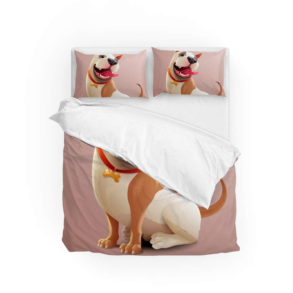 Housse de couette chien heureux avec taies d'oreiller lit simple en microfibre