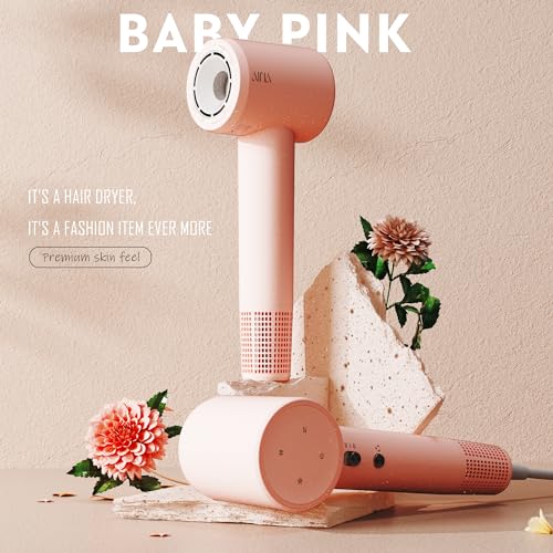 AINA Hair Dryer, Blow Dry for Women 4C Thick Hair - Brushless Motor, 110,000 RPM Lightweight, Ionic Travel Professional (Baby Pink) - Image 6