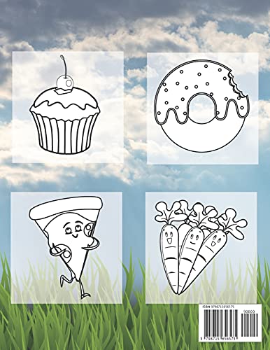 Food Opposites Coloring Book: Relaxing Children' s Drawings Stress Learning For Kids