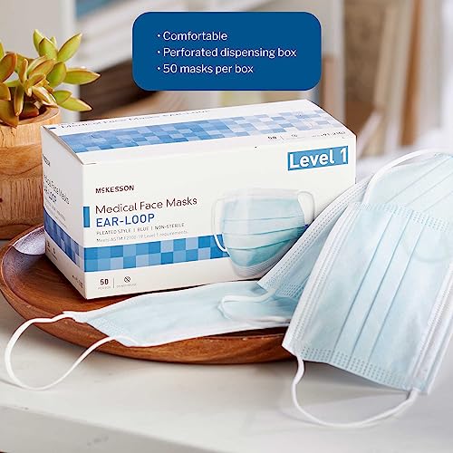 McKesson Medical Face Masks, Level 1, Non-Sterile, Blue, 7 x 3.75 in, 50 ct - image 2