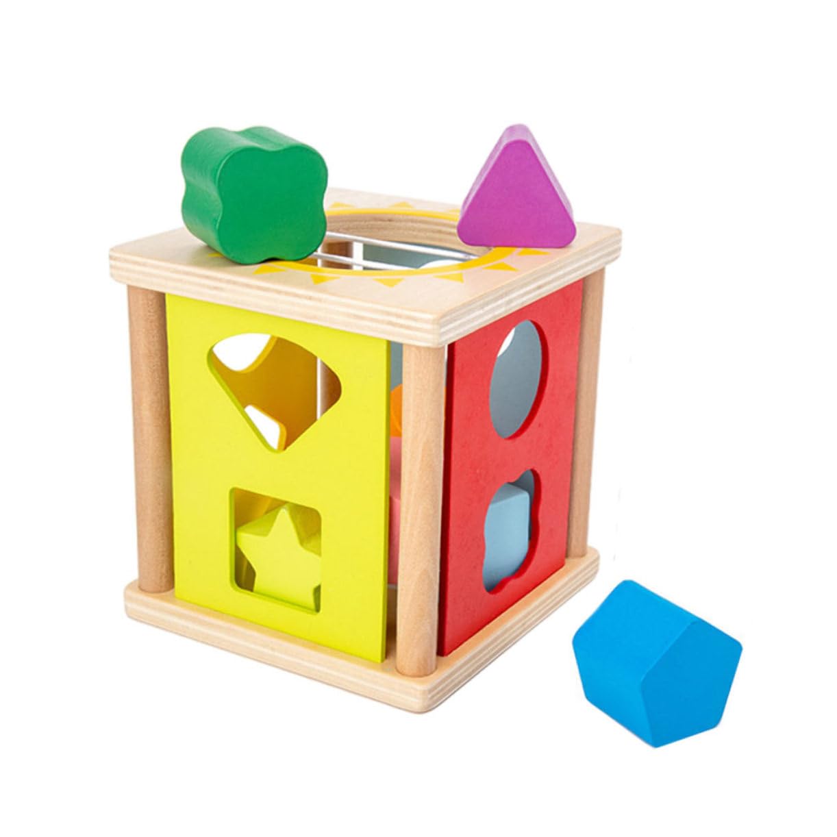 TOYANDONA Juguete de Bloques de Construcción Geométrica Caja de Inteligencia Forma de Sol y Estrella Juguete Geométrico para Preescolares de Bloques de Construcción para Educación Temprana