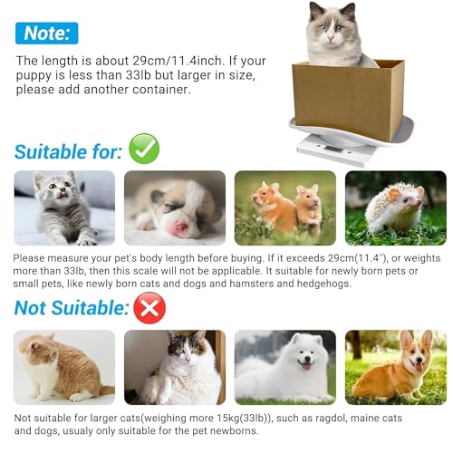 Digital Small Animals Scales for Weighing with Tape Measure, Puppy Whelping Scale Weigh Your Kitten, Rabbit with High Precision, Multifunction Electronic Baby Scales for Small Dogs by ALIMOTA - Image 2