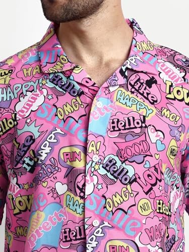 Image of Leriya Fashion Men's Casual - Button Down Summer Shirt for Mans | Regular Fit Shirts for Man | Ideal for Travel |Picnic |Rayon Half Sleeve Printed Shirt's