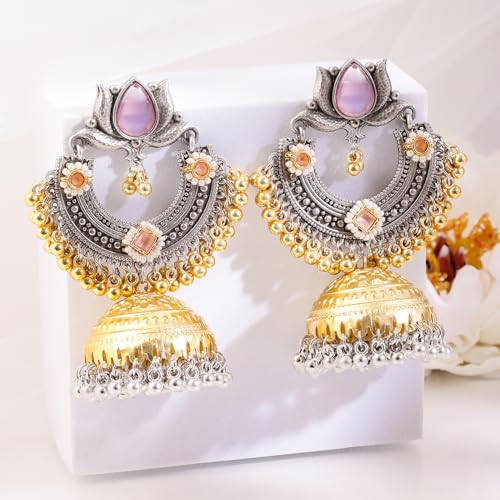 Image of Rubans Oxidised Dangle Earrings Boho Statement Jewellery Gift for Women & Girls