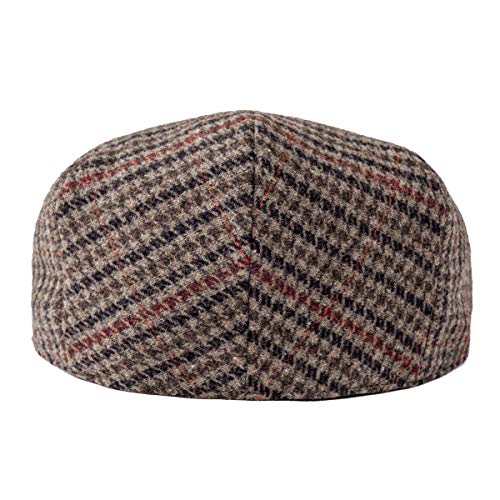 Feinion Men's Wool Tweed Newsboy Ivy Cap Gatsby Golf Flat Hat (Houndstooth Coffee, 7 3/4) #TOP3