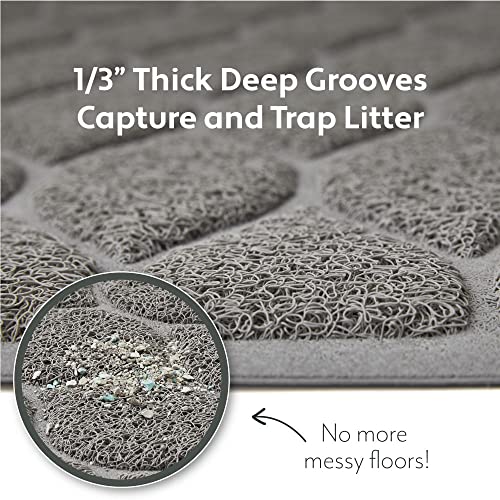 MIGHTY MONKEY Cat Litter Trapping Mats, Phthalate Free, Best Scatter Control, Jumbo XL Sizes, 24x17 inches Mat Traps Litter, Easy to Clean, Soft on Kitty Paws, Gray