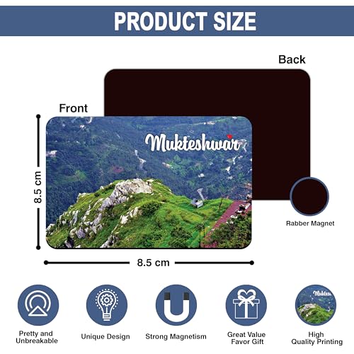 Image of Elegant Fridge Magnet with Themes |Rectangular Size Refrigerator Magnet with Magnetic Rubber Back | Pack of 1, 8.6cm X 5.4cm (Mukteshwar - Design 2)