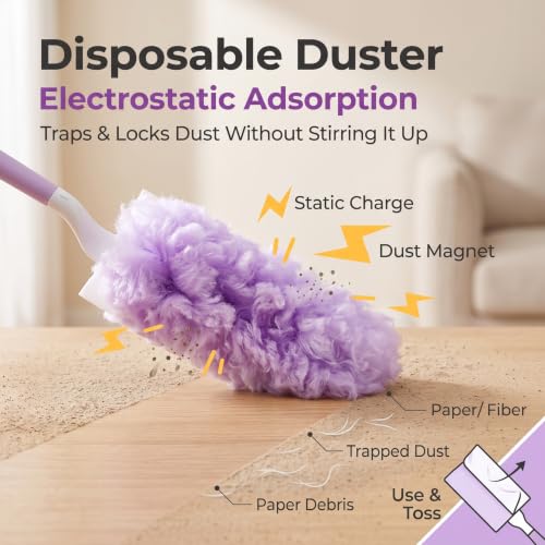 Image of 360 Heavy Duty Duster Refills Compatible with Swiffer 30 Count Purple