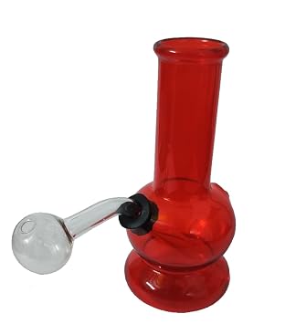 Green Apple Inc 5 Inch Oil Burner Red Glass Smoking Bong (Pack of 1)
