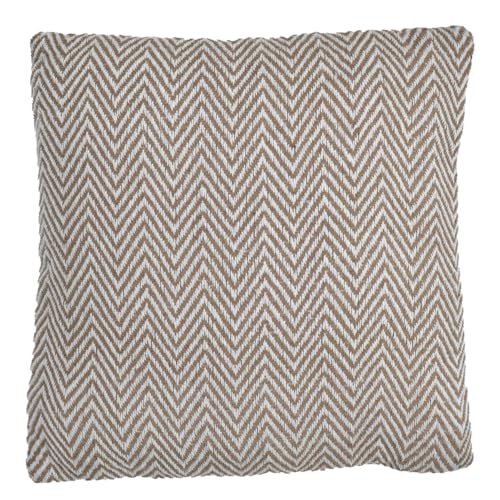 Meubletmoi Coussin carré 40 x 40 cm en Coton brodé avec Motifs Chevrons Beige et écru –...