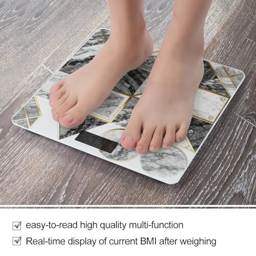 Báscula de Baño Digital Geométrica Mármol Precisa y Estable miniatura 5