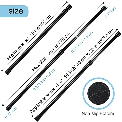 Image of Tension Rod 16 to 28 Inch, Goowin Small Tension Rod, 5 /8 inch Diameter No Drilling Expandable Short Tension Rods Spring Rods, Tension Rods for Closet, Cupboard, Hanging Clothes, 4 Pack, Black