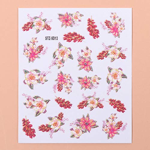 1pcs 5D Nail Sticker Engraved Flower Design Adhesive Foils Decals DIY Manicure Slider 3D Nail Art Decorations Tips LASTZ5D01-18,13