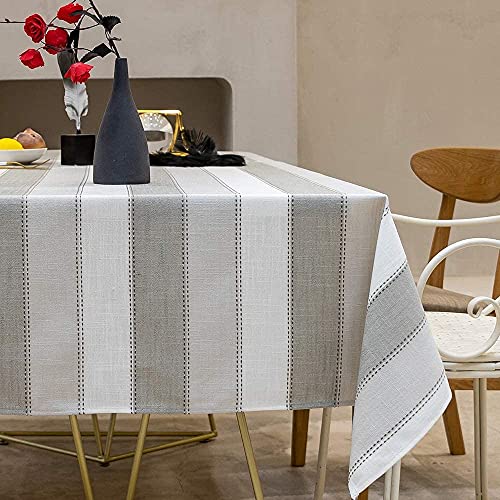 Nappe en coton et lin à rayures grises pour buffet et table chic - 4
