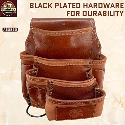 Graintex As2530 Ambassador Series 10 Pocket Right-Handed Framers Tool Pouch Top Grain Leather For Framers, Constructors, Electricians, Plumbers, Handyman #TOP5