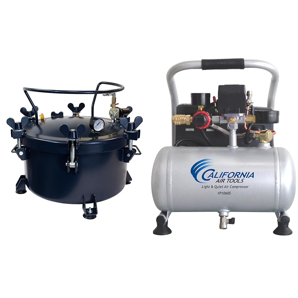 California Air Tools 10 Gallon Casting Pressure Pot and 1.0 Gallon Portable Air Compressor Bundle