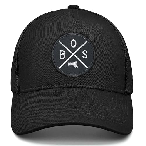 BOS Boston Trucker Hat for Men & Women & Unisex Mesh Unite State City Adjustable Baseball Cap