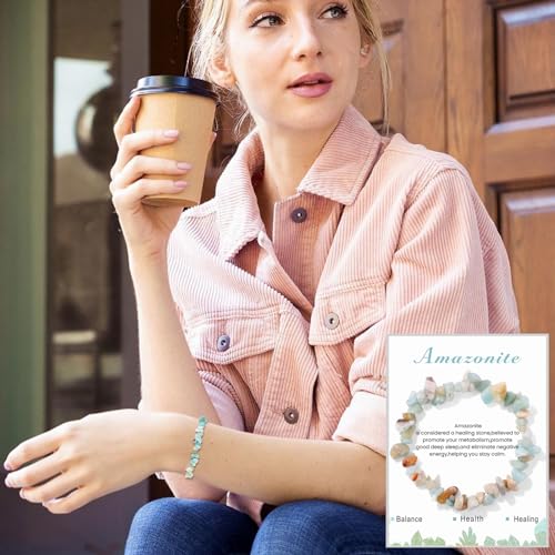 SONNYX 9PCS Crystals Chip Bracelets Set for Women Natural Gemstone Bracelets Colorful Gravel Bead Bracelets Irregular Chips Beads Bracelet Reiki Stretch Beaded Bracelets Jewelry2