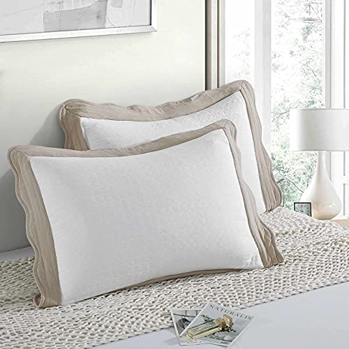 Hiaruo 3-Piece Queen Quilt Set - Soft Warm Reversible Coverlet Bedspread Set (90 X 90 Inch) With 2 Pillow Sham (20 X 26 Inch), White And Beige #TOP3